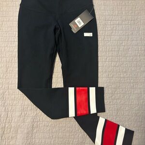 New Balance Black and Red Striped Leggings XS NWT